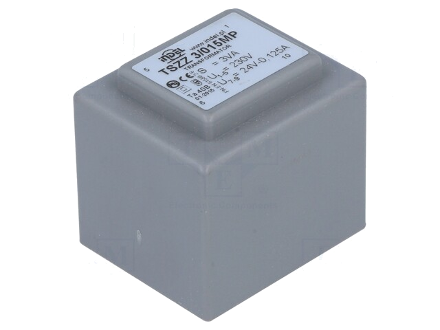 Transformator: ingegoten; 3VA; 230VAC; 24V; 125mA; PCB; IP00; C: 29mm Transformator: ingegoten; 3VA; 230VAC; 24V; 125mA; PCB; IP00; C: 29mm